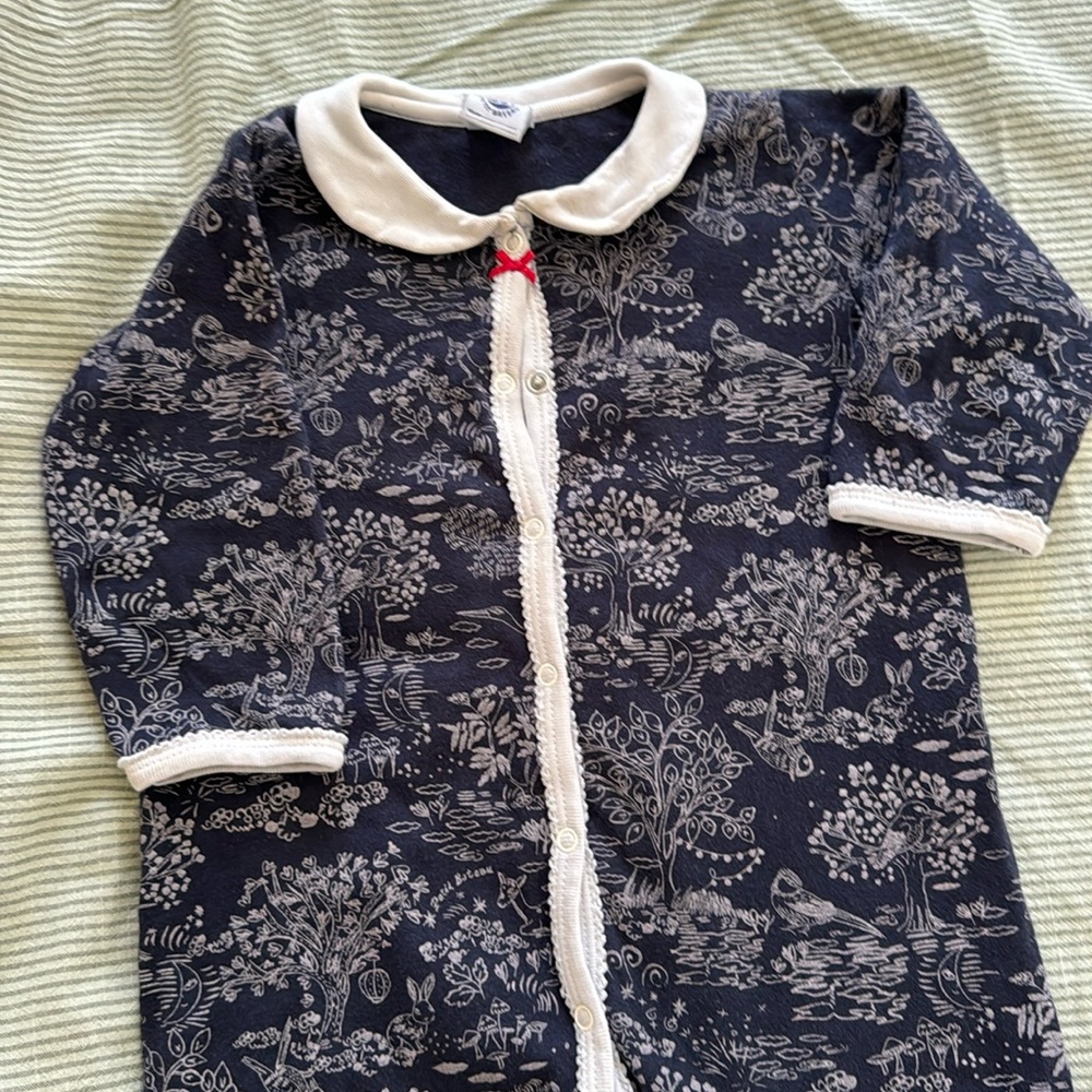 Baby footed pajama, petit bateau (French brand), 12 m, 100% cotton